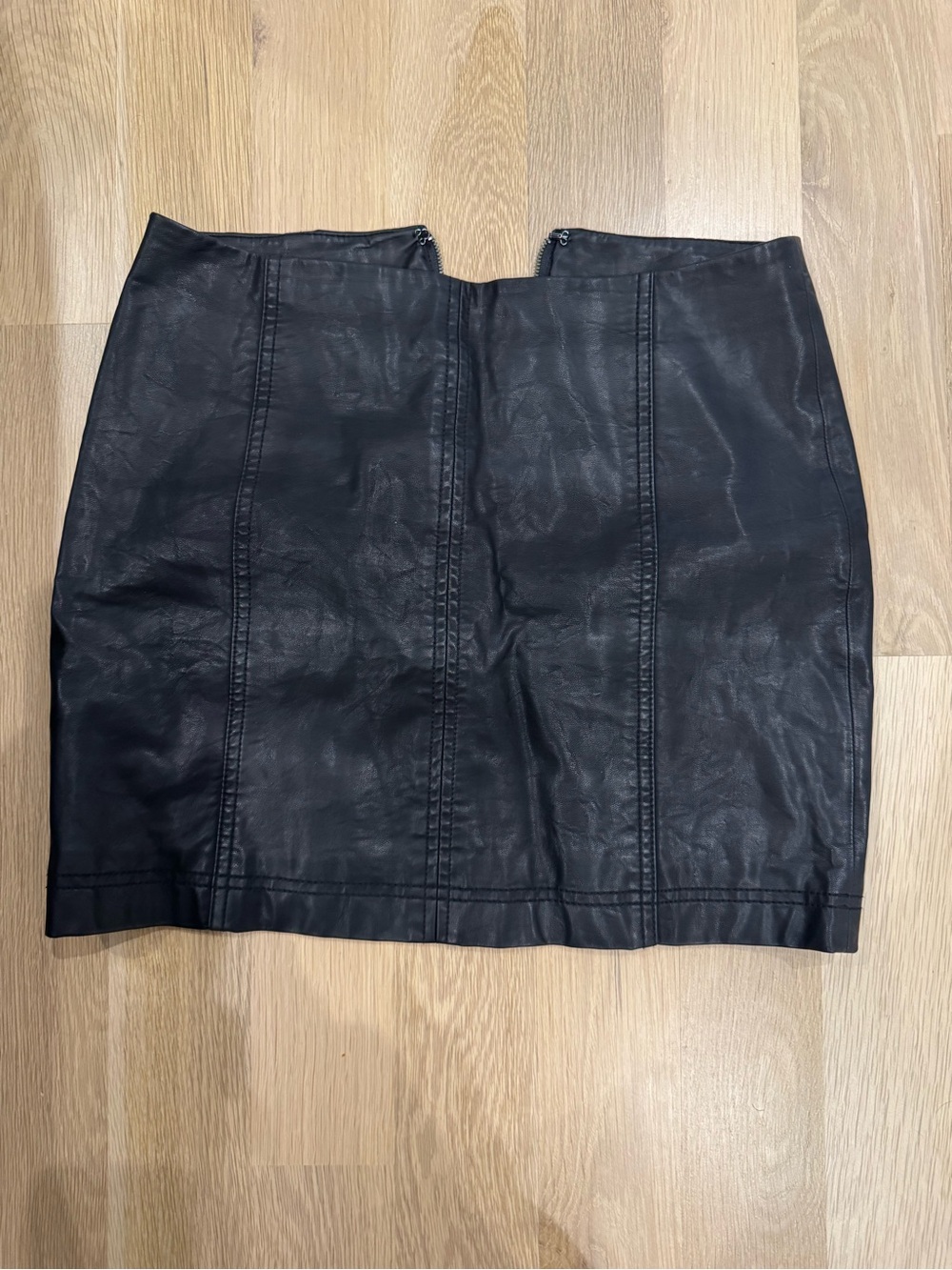 Free People Black Faux Leather Panel Mini Skirt